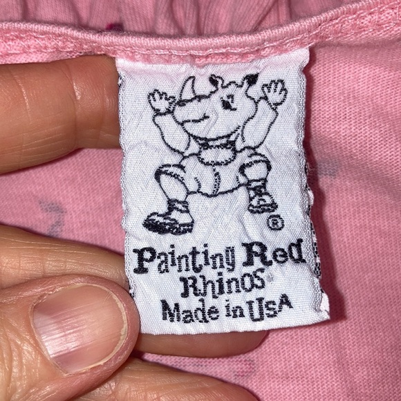 Painting red rhinos pink ballerina 100% cotton dress and leggings size 6/7 - Picture 5 of 11